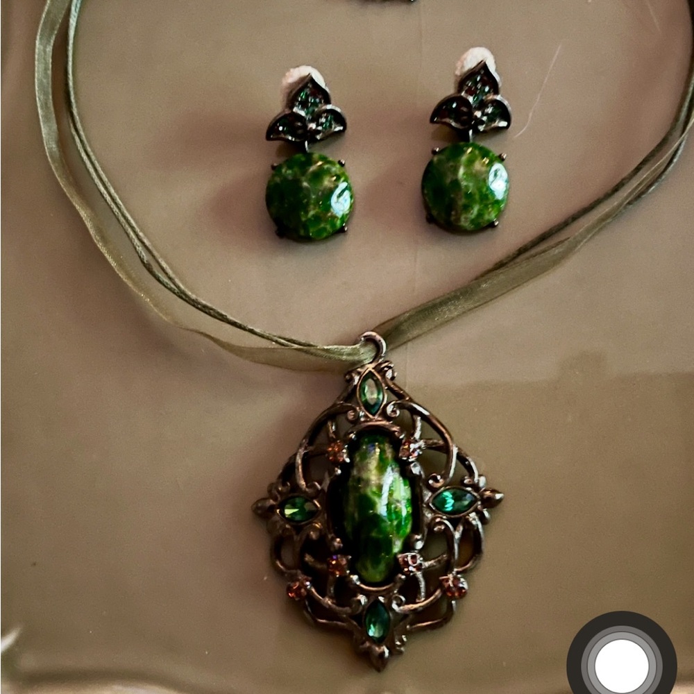 VTG  Jay Strongwater Feinberg GREEN NECKLACE  SET
